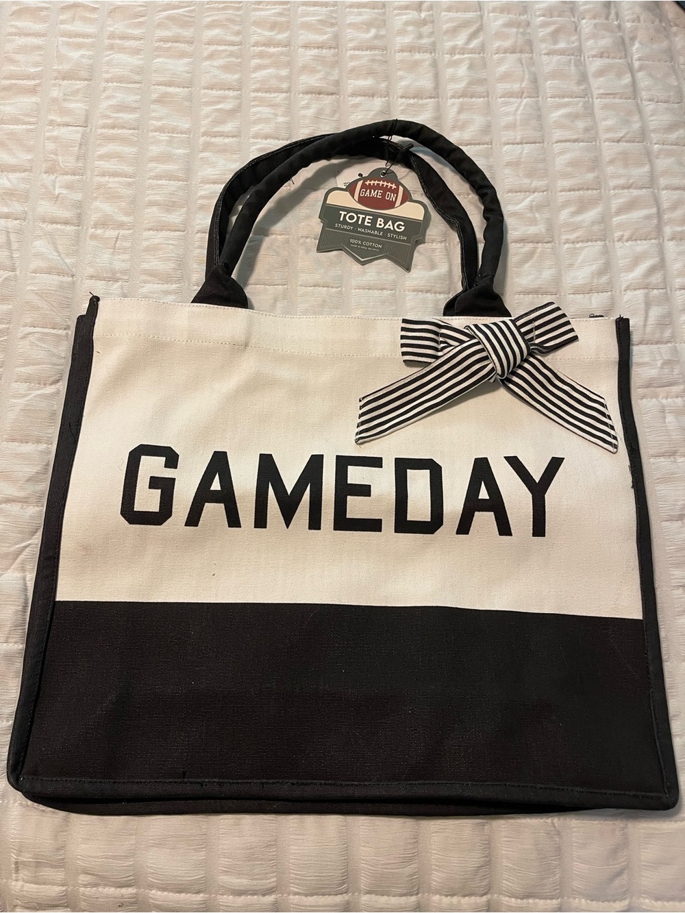 GAMEDAY Black and White Tote Bag
